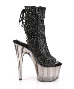 Pleaser Direct Glitter Shoes Adore 1018GT Black Sparkly Platform Ankle Boots