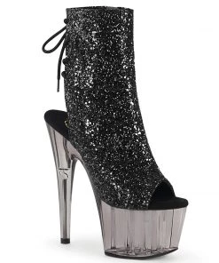 Pleaser Direct Glitter Shoes Adore 1018GT Black Sparkly Platform Ankle Boots