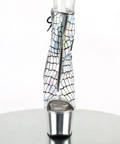 Pleaser Direct Adore 1018HG Holographic Silver Platform Boots