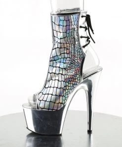 Pleaser Direct Adore 1018HG Holographic Silver Platform Boots