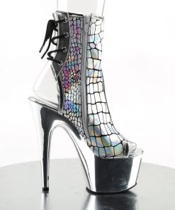 Pleaser Direct Adore 1018HG Holographic Silver Platform Boots