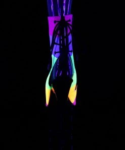 Pleaser Direct Glitter Shoes Adore 1018 Rainbow Glitter Black Platform Boots