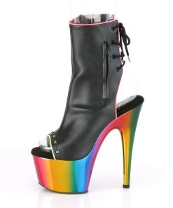 Pleaser Direct Platform Shoes Adore 1018RC-02 Rainbow & Black Matte Ankle Boots 7 Pleaser Direct Platform Shoes Adore 1018RC-02 Rainbow & Black Matte Ankle Boots