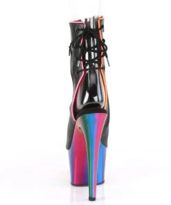 Pleaser Direct Platform Shoes Adore 1018RC-02 Rainbow & Black Matte Ankle Boots 8 Pleaser Direct Platform Shoes Adore 1018RC-02 Rainbow & Black Matte Ankle Boots