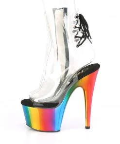 Pleaser Direct Adore 1018RC Rainbow & Clear Ankle Boots