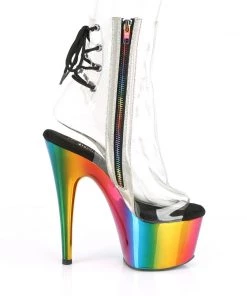 Pleaser Direct Adore 1018RC Rainbow & Clear Ankle Boots
