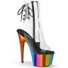 Pleaser Direct Adore 1018RC Rainbow & Clear Ankle Boots