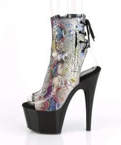 Pleaser Direct Adore 1018SP Multicolour Snakeskin & Black Patent Boots Platform Shoes