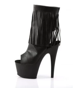 Pleaser Direct Adore 1019 Black Faux Leather Fringed Platform Boots