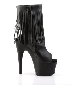 Pleaser Direct Adore 1019 Black Faux Leather Fringed Platform Boots