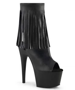 Pleaser Direct Adore 1019 Black Faux Leather Fringed Platform Boots
