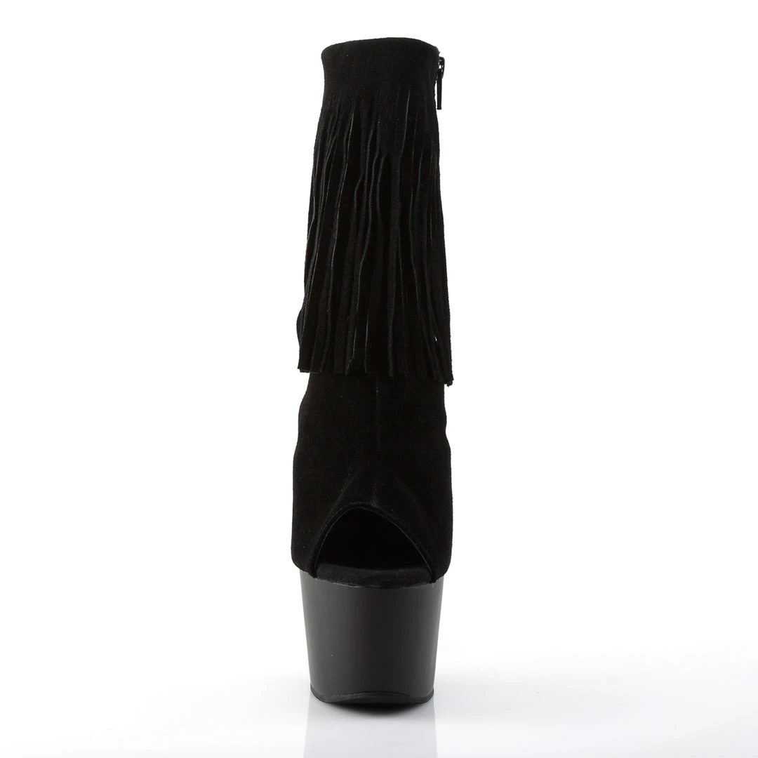 Pleaser Direct Adore 1019 Black Suede Fringed Platform Boots 2 Pleaser Direct Adore 1019 Black Suede Fringed Platform Boots