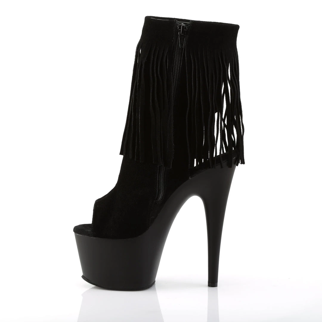 Pleaser Direct Adore 1019 Black Suede Fringed Platform Boots 3 Pleaser Direct Adore 1019 Black Suede Fringed Platform Boots