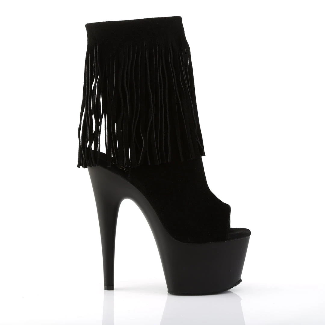 Pleaser Direct Adore 1019 Black Suede Fringed Platform Boots 5 Pleaser Direct Adore 1019 Black Suede Fringed Platform Boots