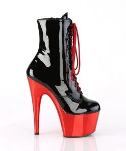 Pleaser Direct Adore 1020 Black Patent & Red Chrome Platform Boots Larger Size Shoes