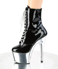 Pleaser Direct Larger Size Shoes Adore 1020 Black And Silver Chrome Platform Ankle Boots 7 Pleaser Direct Larger Size Shoes Adore 1020 Black And Silver Chrome Platform Ankle Boots