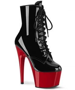 Pleaser Direct Adore 1020 Black Patent & Red Platform Boots