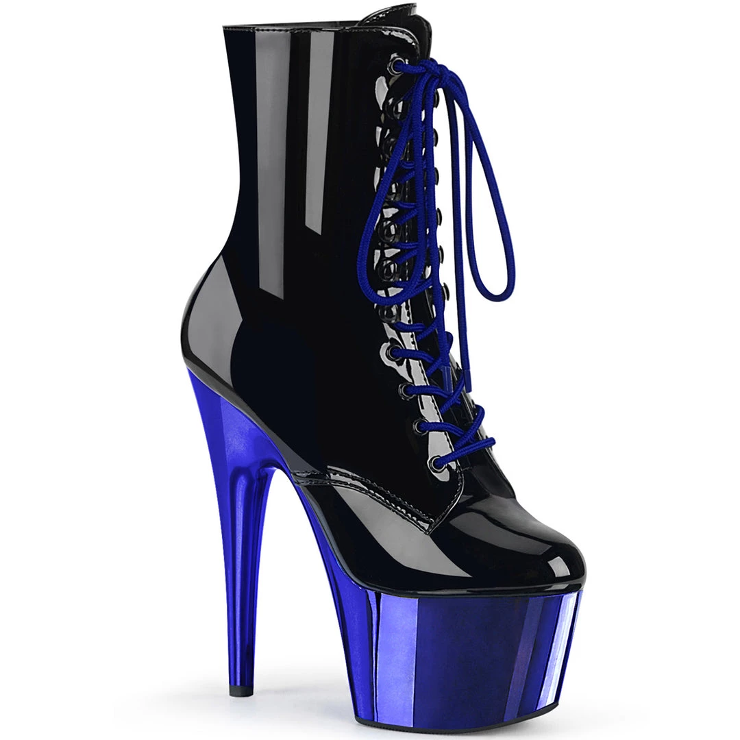 Pleaser Direct Larger Size Shoes Adore 1020 Black And Royal Blue Chrome Platform Ankle Boots 1 Pleaser Direct Larger Size Shoes Adore 1020 Black And Royal Blue Chrome Platform Ankle Boots