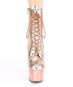 Pleaser Direct Adore 1020 Rose Gold Chrome Platform Ankle Boots