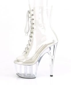 Pleaser Direct Adore 1020C Clear Lace Up Platform Ankle Boots