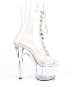 Pleaser Direct Adore 1020C Clear Lace Up Platform Ankle Boots