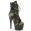 Pleaser Direct Larger Size Shoes Adore 1020CAMO Lace Up Camo Print Platform Ankle Boots