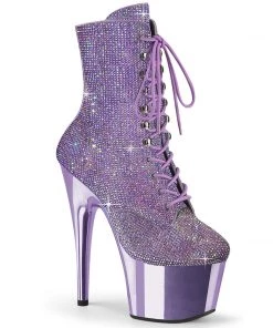 Pleaser Adore 1020 Purple Rhinestoned Vegan Ankle Boots Larger Size Shoes
