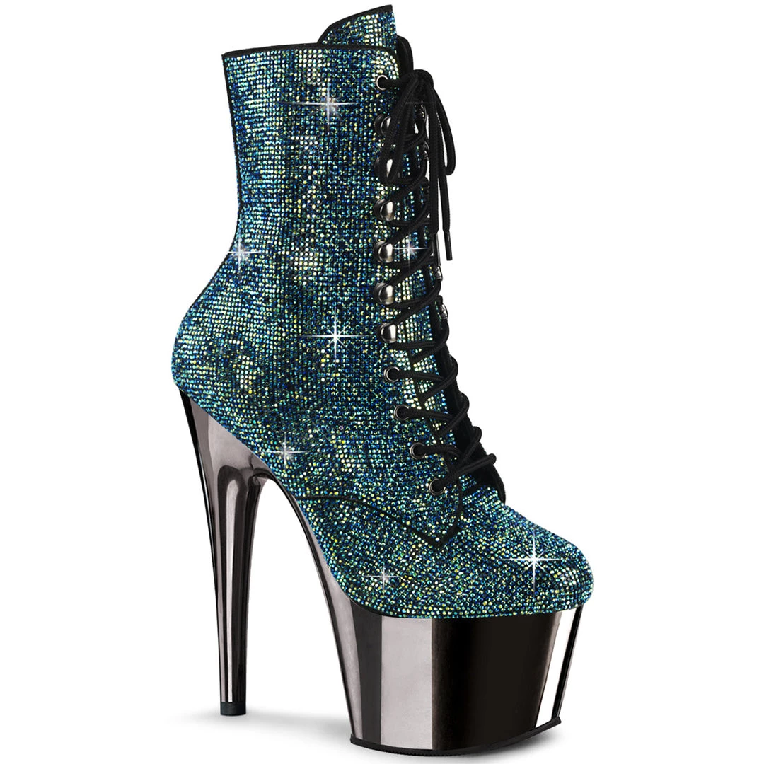 Pleaser Adore 1020 Turquoise Rhinestoned Vegan Ankle Boots 1 Pleaser Adore 1020 Turquoise Rhinestoned Vegan Ankle Boots