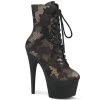 Pleaser Direct Adore 1020CM Camo Mesh Black Matte Ankle Boots