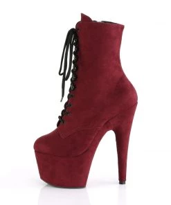 Pleaser Direct Larger Size Shoes Adore 1020FS Burgundy Faux Suede And Black Vegan Ankle Boots