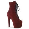 Pleaser Direct Larger Size Shoes Adore 1020FS Burgundy Faux Suede And Black Vegan Ankle Boots