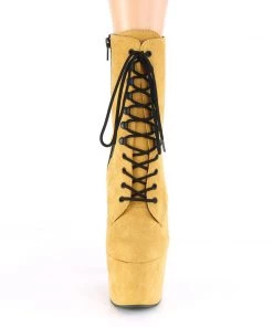 Pleaser Direct Larger Size Shoes Adore 1020FS Mustard Yellow Faux Suede Ankle Boots
