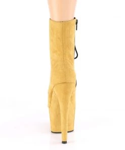 Pleaser Direct Larger Size Shoes Adore 1020FS Mustard Yellow Faux Suede Ankle Boots