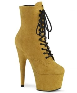Pleaser Direct Larger Size Shoes Adore 1020FS Mustard Yellow Faux Suede Ankle Boots