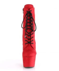 Pleaser Direct Larger Size Shoes Adore 1020FS Red Faux Suede Vegan Boots
