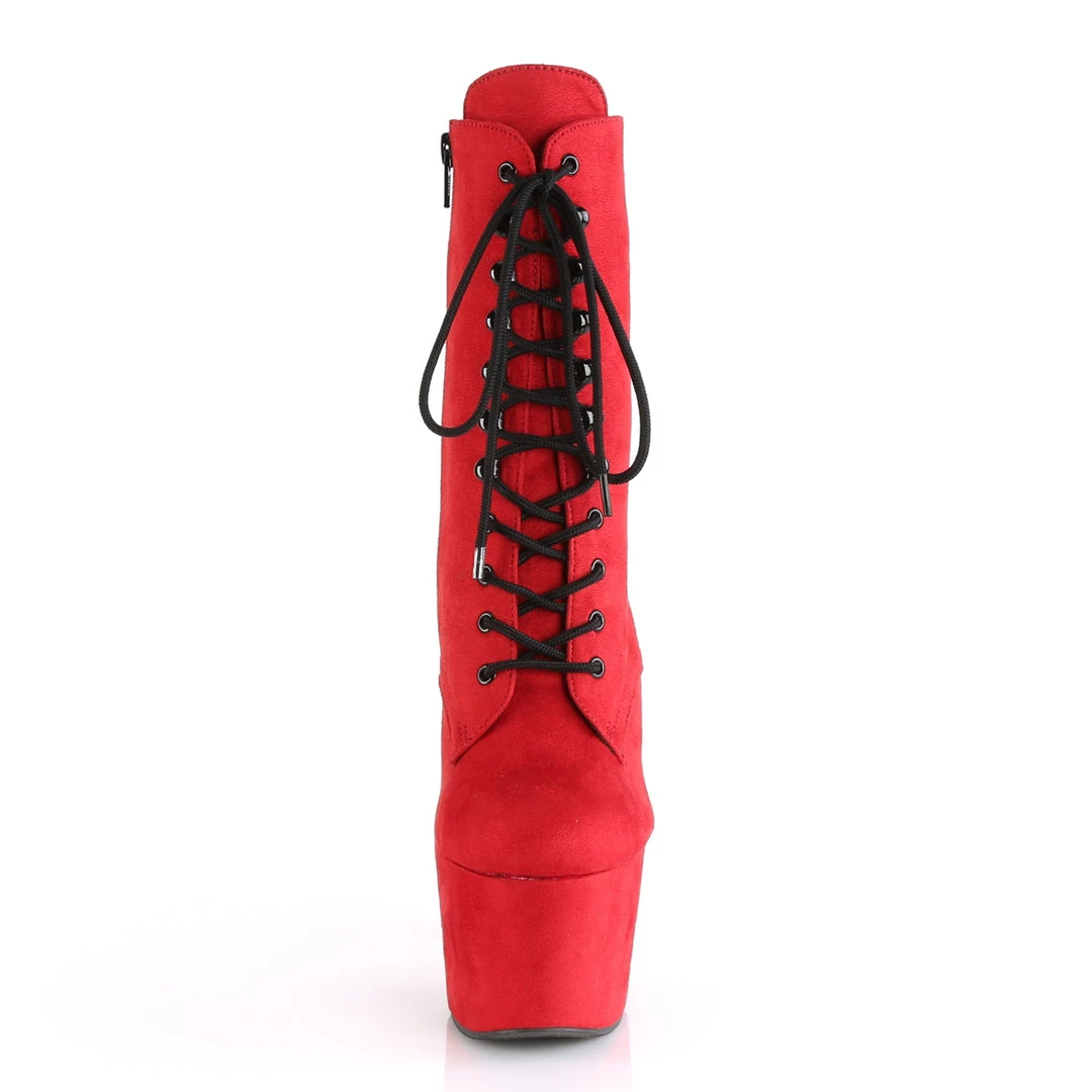 Pleaser Direct Larger Size Shoes Adore 1020FS Red Faux Suede Vegan Boots 2 Pleaser Direct Larger Size Shoes Adore 1020FS Red Faux Suede Vegan Boots