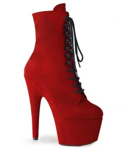 Pleaser Direct Larger Size Shoes Adore 1020FS Red Faux Suede Vegan Boots
