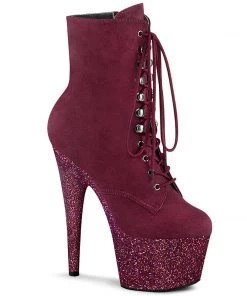 Pleaser Direct Adore 1020FSMG Burgundy Glitter Platform Boots Larger Size Shoes