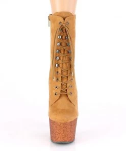 Pleaser Direct Larger Size Shoes Adore 1020FSMG Tan Glitter Platform Boots