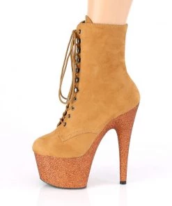 Pleaser Direct Larger Size Shoes Adore 1020FSMG Tan Glitter Platform Boots