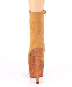 Pleaser Direct Larger Size Shoes Adore 1020FSMG Tan Glitter Platform Boots