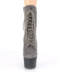 Pleaser Direct Adore 1020FSMG Grey Glitter Platform Boots