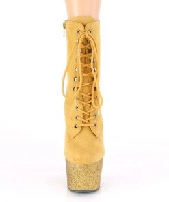 Pleaser Direct Larger Size Shoes Adore 1020FSMG Mustard Glitter Platform Boots