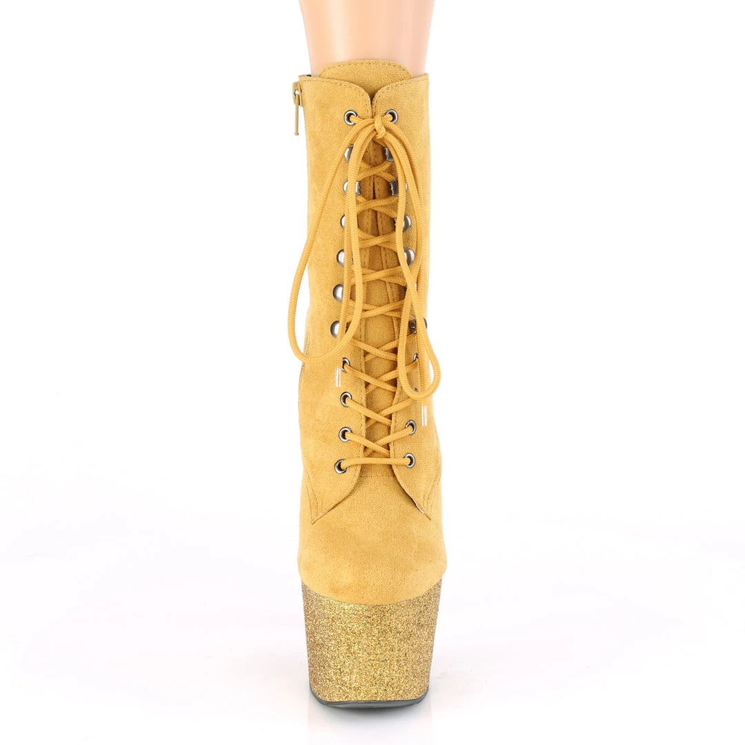 Pleaser Direct Larger Size Shoes Adore 1020FSMG Mustard Glitter Platform Boots 2 Pleaser Direct Larger Size Shoes Adore 1020FSMG Mustard Glitter Platform Boots