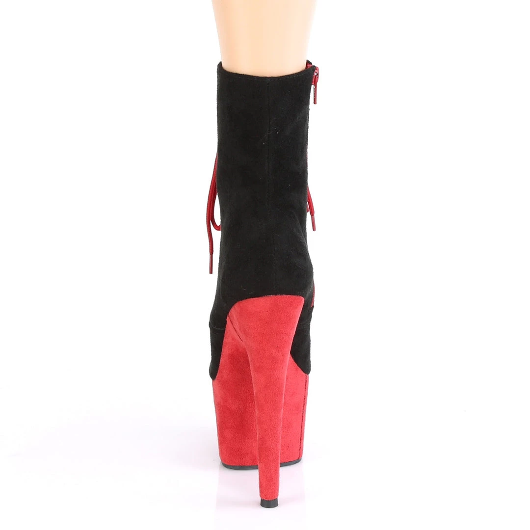 Pleaser Direct Adore 1020FSTT Black & Red Faux Suede Ankle Boots 4 Pleaser Direct Adore 1020FSTT Black & Red Faux Suede Ankle Boots