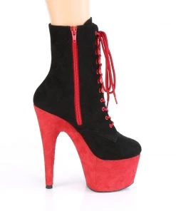 Pleaser Direct Adore 1020FSTT Black & Red Faux Suede Ankle Boots 9 Pleaser Direct Adore 1020FSTT Black & Red Faux Suede Ankle Boots