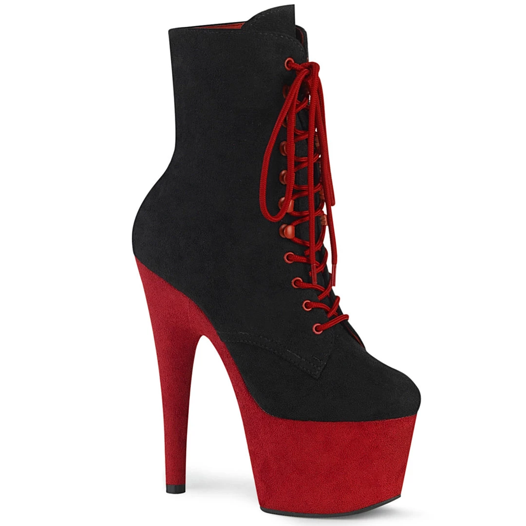 Pleaser Direct Adore 1020FSTT Black & Red Faux Suede Ankle Boots 1 Pleaser Direct Adore 1020FSTT Black & Red Faux Suede Ankle Boots