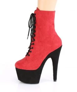 Pleaser Direct Adore 1020FSTT Red & Black Faux Suede Ankle Boots 7 Pleaser Direct Adore 1020FSTT Red & Black Faux Suede Ankle Boots