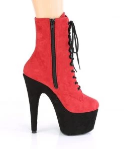 Pleaser Direct Adore 1020FSTT Red & Black Faux Suede Ankle Boots 9 Pleaser Direct Adore 1020FSTT Red & Black Faux Suede Ankle Boots