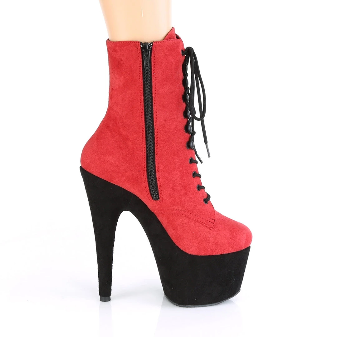 Pleaser Direct Adore 1020FSTT Red & Black Faux Suede Ankle Boots 5 Pleaser Direct Adore 1020FSTT Red & Black Faux Suede Ankle Boots